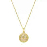 J'admire Yellow Gold Plated Sterling Silver Pavé Zodiac Disc Pendant Necklace, 16 In + 2 In Extender