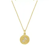 J'admire Gold Sagittarius Yellow Gold Plated Sterling Silver Pavé Zodiac Disc Pendant Necklace, 16 in + 2 in Extender
