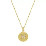 J'admire Gold Pisces Yellow Gold Plated Sterling Silver Pavé Zodiac Disc Pendant Necklace, 16 in + 2 in Extender