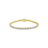 Diamonbliss Yellow Gold Plated Sterling Silver 8.5 Ct. T.w. Princess Cut Cubic Zirconia Tennis Bracelet, 7.25 In