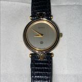 Gucci Accessories | Gucci Watch With Black Leather Band. | Color: Gold/Silver | Size: Os