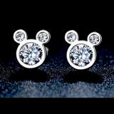 Disney Jewelry | Adorable White Topaz Disney Mickey Earrings | Color: White | Size: Os