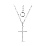 Belk & Co 1/8 Ct. T.w. Diamond Cross Pendant Necklace In Sterling Silver, 16 In