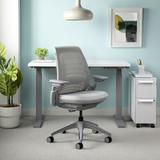 Allsteel Mimeo Ergonomic Executive Chair Wood/Upholstered in Gray, Size 41.25 H x 23.75 W x 23.75 D in | Wayfair AKWNOTT2NR22