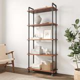 Williston Forge Eslet 70.5" H x 29.5" W Iron Etagere Bookcase in Brown, Size 70.5 H x 29.5 W x 11.75 D in | Wayfair