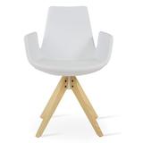sohoConcept Eiffel Arm Pyramid Wood Chair Faux Leather/Leather Match/Upholstered in White/Brown, Size 33.0 H x 22.5 W x 23.0 D in | Wayfair