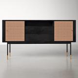AllModern Ayres 59.1" Wide 2 Drawer Poplar Wood Buffet Table Wood in Black, Size 31.9 H x 59.1 W x 18.5 D in | Wayfair