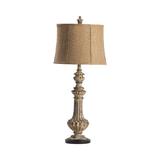 Ophelia & Co. Blace 34.5" Distressed White/Cream Table Lamp Resin/Fabric in Brown/Red/White, Size 34.5 H x 15.0 W x 15.0 D in | Wayfair
