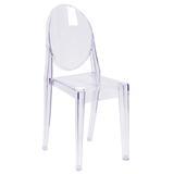 Flash Furniture FH-111-APC-CLR-GG Ghost Side Chair w/ Plain Back - Polycarbonate, Transparent Crystal, Stacking, Clear