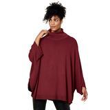 Plus Size Women's Turtleneck Poncho Sweater by ellos in Maroon Red (Size S/1X)