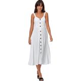 Plus Size Women's Button-Front A-Line Dress by ellos in White (Size 22)