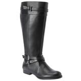 Wide Width Women's The Janis Wide Calf Leather Boot by Comfortview in Black (Size 12 W)