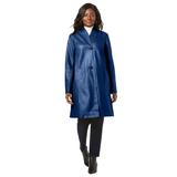 Plus Size Women's Leather Swing Coat by Jessica London in Evening Blue (Size 20) Leather Jacket
