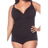 Plus Size Women's Smooth Lace Body Briefer by Secret Solutions in Black (Size 38/40)