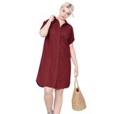 Plus Size Women's Button Front Linen Shirtdress by ellos in Fresh Pomegranate (Size 22)
