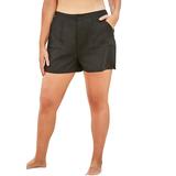 Plus Size Women's Cargo Swim Shorts with Side Slits by Swim 365 in Black (Size 18) Swimsuit Bottoms