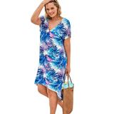 Plus Size Women's High-Low Cover Up by Swim 365 in Multi Color Leaves (Size 38/40) Swimsuit Cover Up