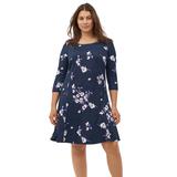 Plus Size Women's Madison 3/4 Sleeve Dress by ellos in Navy Floral (Size 5X)