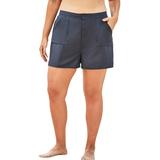 Plus Size Women's Cargo Swim Shorts with Side Slits by Swim 365 in Navy (Size 16) Swimsuit Bottoms
