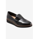 Wide Width Women's Whistle Slip-Ons by SoftWalk® in Black Patent (Size 7 1/2 W)
