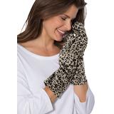 Women's Fleece Gloves by Roaman's in Khaki Graphic Spots