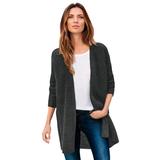 Plus Size Women's Open Front Waffle Cardigan by ellos in Heather Charcoal (Size M)