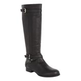 Wide Width Women's The Janis Leather Boot by Comfortview in Black (Size 7 1/2 W)