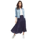 Plus Size Women's Tiered Crinkle Skirt by ellos in Navy (Size 24)