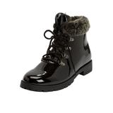 Extra Wide Width Women's The Vylon Hiker Bootie by Comfortview in Black Patent (Size 10 1/2 WW)