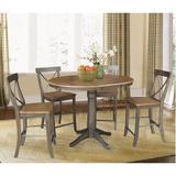 Gracie Oaks Haidar 5 - Piece Counter Height Extendable Solid Wood Dining Set Wood in Brown | Wayfair DBAE10B41D5240E1A10A752A9CCF8C68