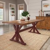 Birch Lane™ Cassis Solid Wood Dining Table Wood in Red, Size 30.0 H x 78.74 W x 39.41 D in | Wayfair E88C0D743BB24A5EB38FCD126E35CB4C