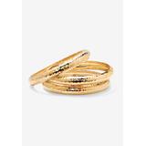 Plus Size Women's Goldtone Hammered 3-Piece Bracelet Set (11mm), 8.5" by PalmBeach Jewelry in Gold