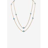 Women's Gold Tone Endless 48" Necklace with Princess Cut Birthstone by PalmBeach Jewelry in March