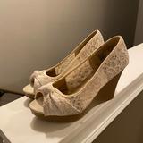 American Eagle Outfitters Shoes | Cream Lace Wedges | Color: Cream | Size: 9 W