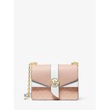 Michael Kors Greenwich Small Color-Block Logo and Saffiano Leather Crossbody Bag Pink One Size
