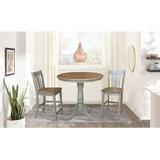 August Grove® Pucci 3 - Piece Counter Height Rubberwood Solid Wood Dining Set Wood in Gray/Brown, Size 35.1 H in | Wayfair