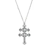 1928 Simulated Pearl & Simulated Crystal Double Cross Pendant Necklace, Women's, Blue