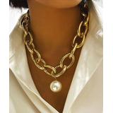 Don't AsK Women's Necklaces Gold - Imitation Pearl & Goldtone Cable Chain Necklace