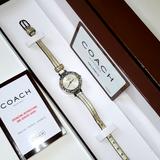 Coach Accessories | Coach Metallic Watch With Slim Leather Band | Color: Tan | Size: Os