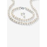 Women's Silver Necklace, Bracelet and Earring Set Cultured Freshwater Pearl by PalmBeach Jewelry in Silver