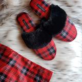 Victoria's Secret Shoes | New Victoria's Secret Satin Slippers - Size M 7-8 | Color: Black/Red | Size: M (7-8)