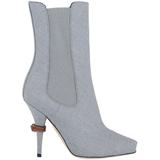 Peep-toe Wool Blend Ankle Boots - Gray - Burberry Boots