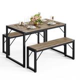 Ebern Designs Ezzah 3 - Piece Dining Set Wood/Metal in Brown | Wayfair 9C6C219A114F4872B9F8A6C359BE5DE5