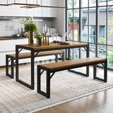 Ebern Designs Ezzah 3 - Piece Dining Set Wood/Metal in Black/Brown, Size 28.7 H in | Wayfair 9C6C219A114F4872B9F8A6C359BE5DE5
