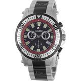 Hawk Date Black Dial Chronograph Stainless Steel Watch - Black - Calibre Watches