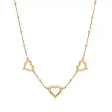 "Everlasting Gold 10K Gold Triple Heart Station Necklace, Women's, Size: 18"""