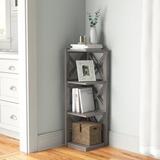 Andover Mills™ General Delivery 33.66" H x 12.04" W Solid Wood Corner Bookcase Wood in Black, Size 38.66 H x 12.04 W x 16.84 D in | Wayfair