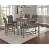 Gracie Oaks Safaa 6 Piece Counter Height Dining Set Wood/Upholstered Chairs in Gray, Size 36.0 H in | Wayfair E32EE3E7C2D84FFC9FB49E00D0B47ECF