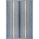 Blue Area Rug - Highland Dunes Nador Striped Indoor/Outdoor Area Rug Polyester/Polypropylene in Blue, Size 60.0 W x 0.39 D in | Wayfair