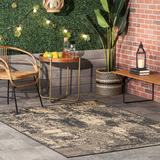 Steelside™ Fritz Abstract Charcoal/Indoor/Outdoor Area Rug Polyester/Polypropylene in Brown, Size 60.0 W x 0.39 D in | Wayfair